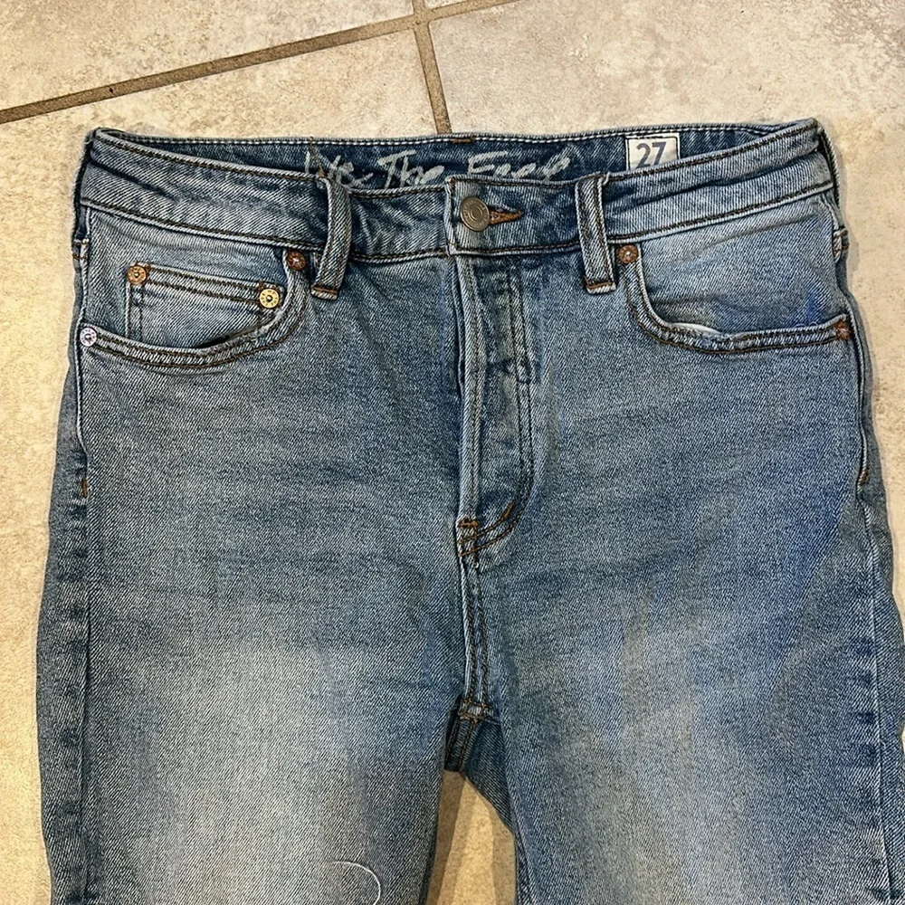 Free People Avery Denim Longer Length Bermuda Shorts 27
